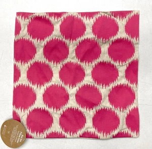 NEW Pottery Barn TEEN Ikat Dot Embroidered 18 x 18" Pillow Cover~Pink - Picture 1 of 2