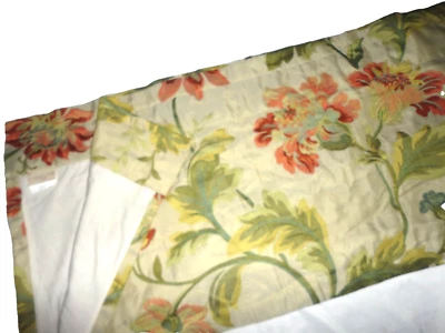 ROSE TREE JACOBEAN FLORAL WOVEN GREEN RED (1) LINED TAILORED VALANCE 17X76 - Image 1 of 4