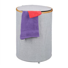 Modern Simple Foldable Storage Grey Laundry Basket Fabric Bamboo Frame Mix Lid