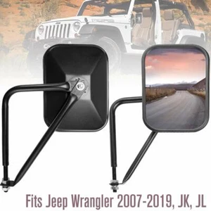 2pcs Side Mirrors Square Doorless Rear View Mirrors for Jeep Wrangler 1996-2019 - Picture 1 of 8