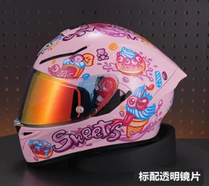Pink Motorcycle Helmet Four Season Full Helmet Double Lens Safety Helmet - Picture 1 of 5