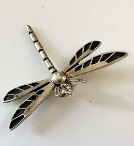 Vintage Libelle Anstecknadel Brosche 925 massiv Sterling Silber oxidiert (0553) - Bild 1 von 4