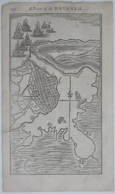 Mapa original de 1740 revista HAVANA CUBA City & Harbor War of Jenkin's Ear London Foto 1 de 4