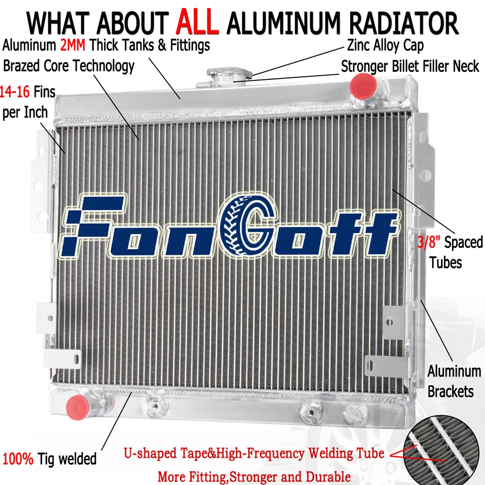 Fits 1975-1978 Ford Mustang II 5.0L V8 302Cu 3 ROW Aluminum Radiator - Изображение 1 из 4