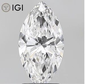 IGI Certified Lab Grown CVD Diamond MARQUISE Cut 1.5 Ct E Color VS2 Clarity - Picture 1 of 12