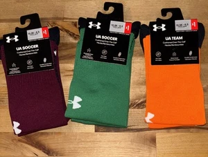 Under Armour Over the Calf UA Soccer Socks 3 Pair Multicolor Youth 13.5-4.5 New - Picture 1 of 6