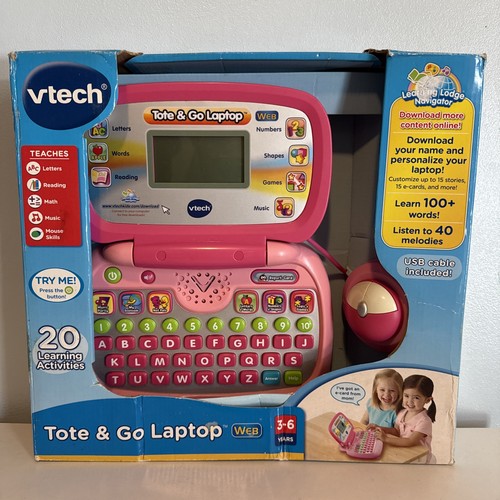 RARE VTECH PINK TOTE &GO LAPTOP EDUCATIONAL COMPUTER TOY WEB CONNECT ...