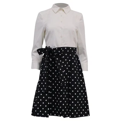 Carolina Herrera Shirt Dress With Polka Dot Skirt In Cotton Women White Size 10 - Image 1 of 4
