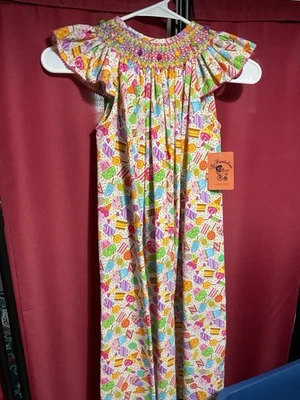 NWT La Bambolina Amanda Remembered Smocked Dress Candy Ice Cream 6X - Image 1 of 4