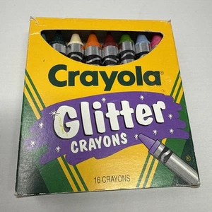 Vintage 1994 Binney & Smith Crayola Glitter Crayons 16 Count Sparkle Art Supply - Picture 1 of 3