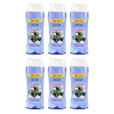 Jabón corporal Lucky Super Soft Revive. Aroma tropical de agua y acai. 15 oz. Pack de 6 Foto 1 de 4