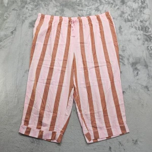 Joyspun Pants Womens 3X Pink High Rise Drawstring Crop Capri Lounge Casual - Picture 1 of 10