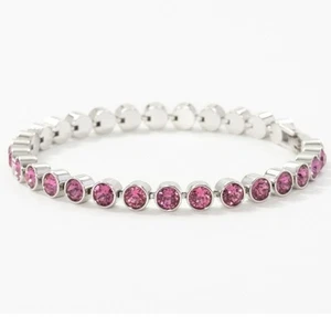 💎Touchstone Crystal Bracelet Mini Dark Rose 7 1/4” Rhodium New Condition - Picture 1 of 1