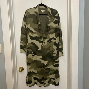 Anthropologie Maeve Green Camo Long Cardigan Size Small - Picture 1 of 8