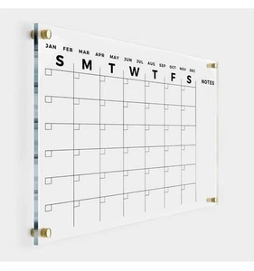 Large Acrylic Calendar for Wall, 1,28" X20" Black Clear Acrylic Wall Calendar, - Picture 1 of 4