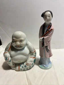Antique Chinese 2- Porcelain Figure Statue - Woman  Buddha China - Picture 1 of 4
