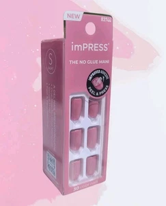 Press On Uñas Brillante Rosa Brillante Malva Corto Cuadrado Sin Pegamento Mani Por imPRESS - Imagen 1 de 8