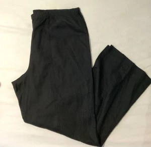 J. Jill Linen Wide Leg Pull On Pants Size Large Black Elastic Waist Resort NWOT - Picture 1 of 16