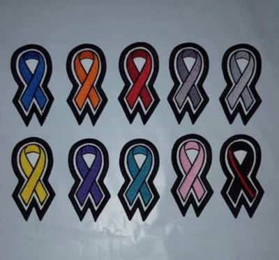 More Black Biker Sew-On Embroidered Patch CANCER/AWARENESS RIBBON -3.25 x 1.5"  - Image 1 of 4