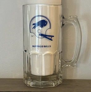 Rare Vintage Buffalo Bills 32 Oz Glass Mug Blue Beer Stein Go Bills ! - Picture 1 of 7