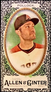 A.J. POLLOCK 2017 Allen And Ginter MINI BLACK BORDER #194 - ARIZONA DIAMONDBACKS - Picture 1 of 2