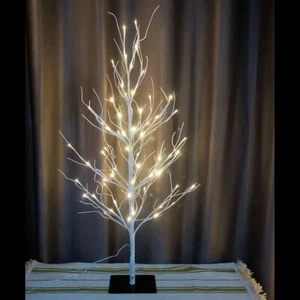 100cm White Birch Twig Branch Tree 64 LED Light Warm White Lamp Indoor/Outdoor - Picture 1 of 11