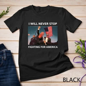 Donald Trump Never Stop Fighting For America - patriotisches Unisex-T-Shirt - Bild 1 von 15