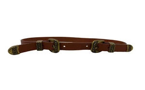 Aeropostale Womens Western Style Double Buckle and Tip Tan Skinny Belt Sz S / M - Picture 1 of 4