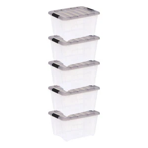 32Qt Stackable Clear Plastic Storage Containers Box Tote Bin Organizer 5 Pack US - Picture 1 of 10