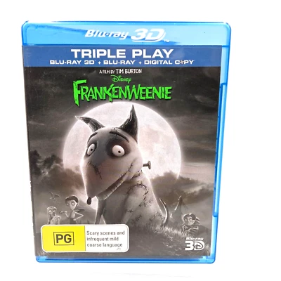 Frankenweenie 3D y 2D BLU RAY (2 discos) 2012 Tim Burton película de fantasía animada Foto 1 de 4
