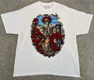 Grateful Dead 液体蓝色 T 恤白色尺寸 2XL 骷髅玫瑰 Y2K — 第 1/4 张图片