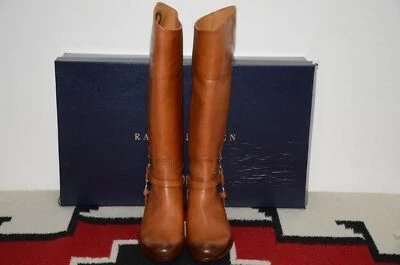 Botas de montar altas de cuero ecuestre Sandra etiqueta púrpura colección Ralph Lauren Foto 1 de 4