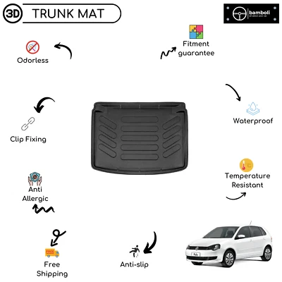 Alfombrilla de goma específica para maletero de vehículo revestimiento de carga para Volkswagen Polo 2002-2009 Foto 1 de 4