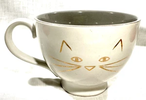 10 tazze da caffè/tè STRAWBERRY STREET bianche con piedi faccia di gatto - bordo oro grigio interno - Foto 1 di 6