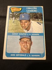 1965 Topps Baseball Card #8 - ‘64 National League ERA Leaders - Sandy Koufax!