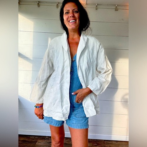 OFF WHITE Eileen Fisher Giacca Donna Bianco Off 100% Lino L