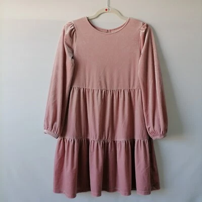 Gap Kids Dusty Pink Balloon Sleeve Tiered Velvet Babydoll Dress Size XL - Image 1 of 4
