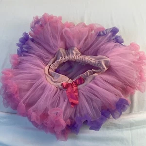 Toddler Kids Girls Multicolor Tutu Skirt. Pink & Purple with Pink Bow. Size 4/6. - Picture 1 of 6