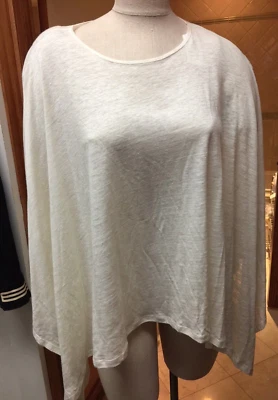 Blusa Poncho Majestic Paris Mezcla de Lino Marfil Talla 4/L Nuevas Etiquetas Neiman Marcus Foto 1 de 3