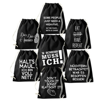 Youth Designz Baumwoll Beutel Turnbeutel viele Motive mit lustigen Sprüchen Fun
