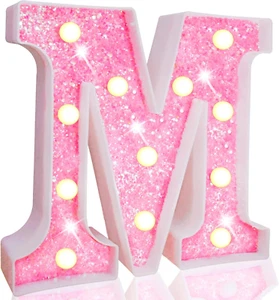 LED Marquee Lights, Pink Glitter Alphabet Letters Sign - Battery Powered Nigh... - Picture 1 of 12