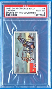 1962 DICKSON ORDE #3 ALAN STANLEY TIM HORTON ROCKET RICHARD PSA GRADED 8 NM-MT