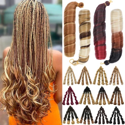 Extensiones sintéticas sedosas rizos franceses onda cabello trenzado 24" naturales como humanos Foto 1 de 4