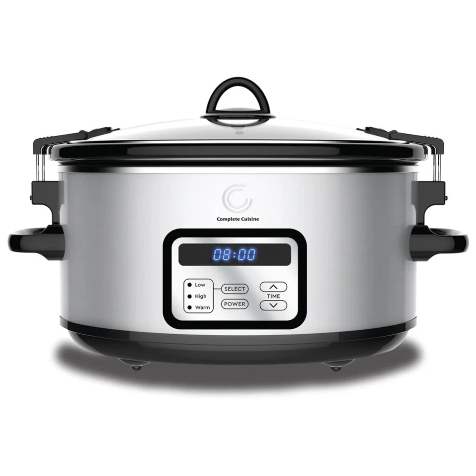 Complete Cuisine 6 Qt Stainless Steel Programmable Slow Cooker