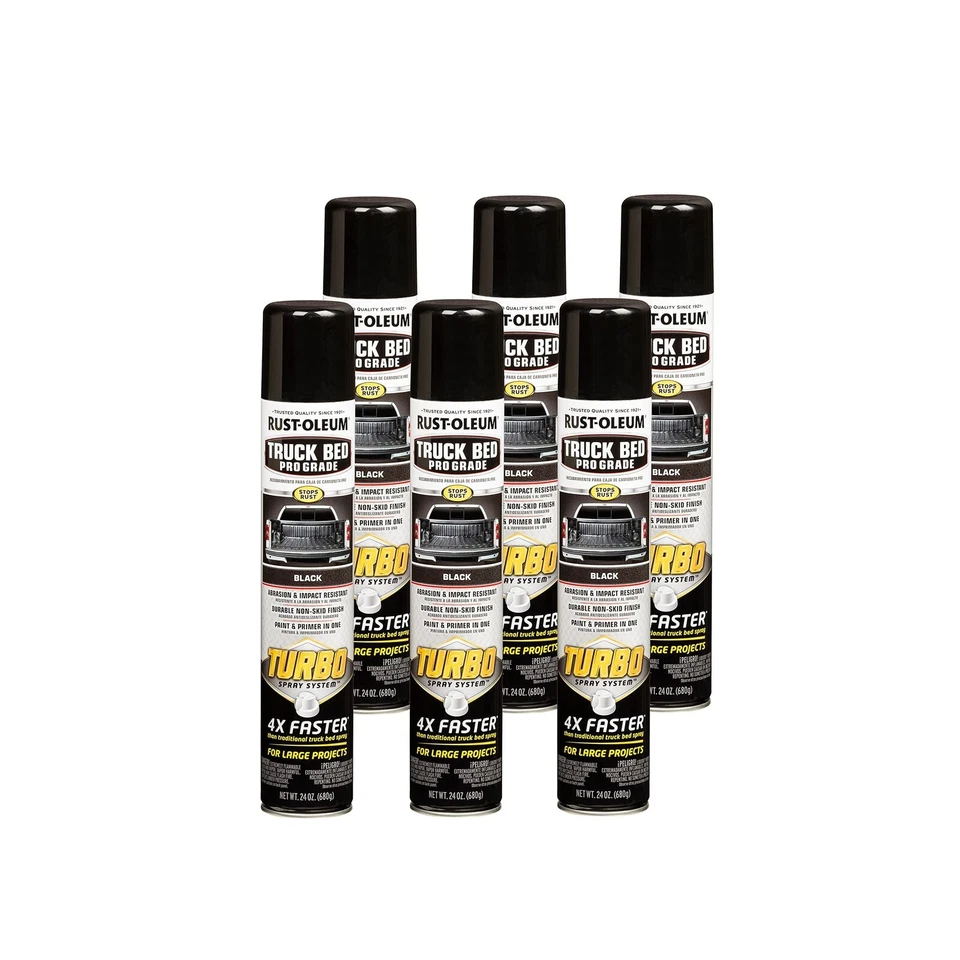 Rust-Oleum 340455-6PK Truck Bed Spray Turbo 1.5Pound (Pack of 6) Black 144Ounce