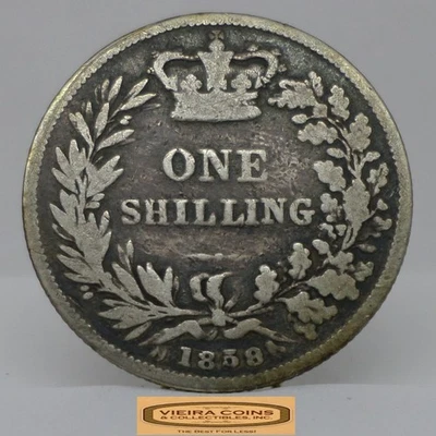 Chelín de plata Gran Bretaña 1858 - #C52746NQ Foto 1 de 2