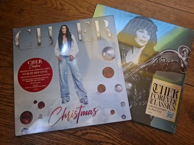 Cher LP Bundle - Christmas (Red Vinyl) + Forever Classics 2xLP (Sea Blue Vinyl) - Image 1 of 4