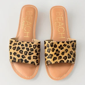 Beach By Matisse Cabana Animal Print Sandals Size 6 Leather Fur - Picture 1 of 6