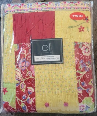 C&F Enterprises Twin Luxury Oversized Quilt 66"x86" Tatiana Cotton Boho NEW Dorm - Image 1 of 4