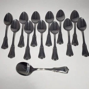 Set of 13 Utica WALCO Barony Stainless 12 6" Teaspoons and 1 6" Sugar Spoon - Picture 1 of 14